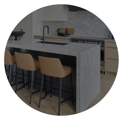 stone waterfall kitchen islands